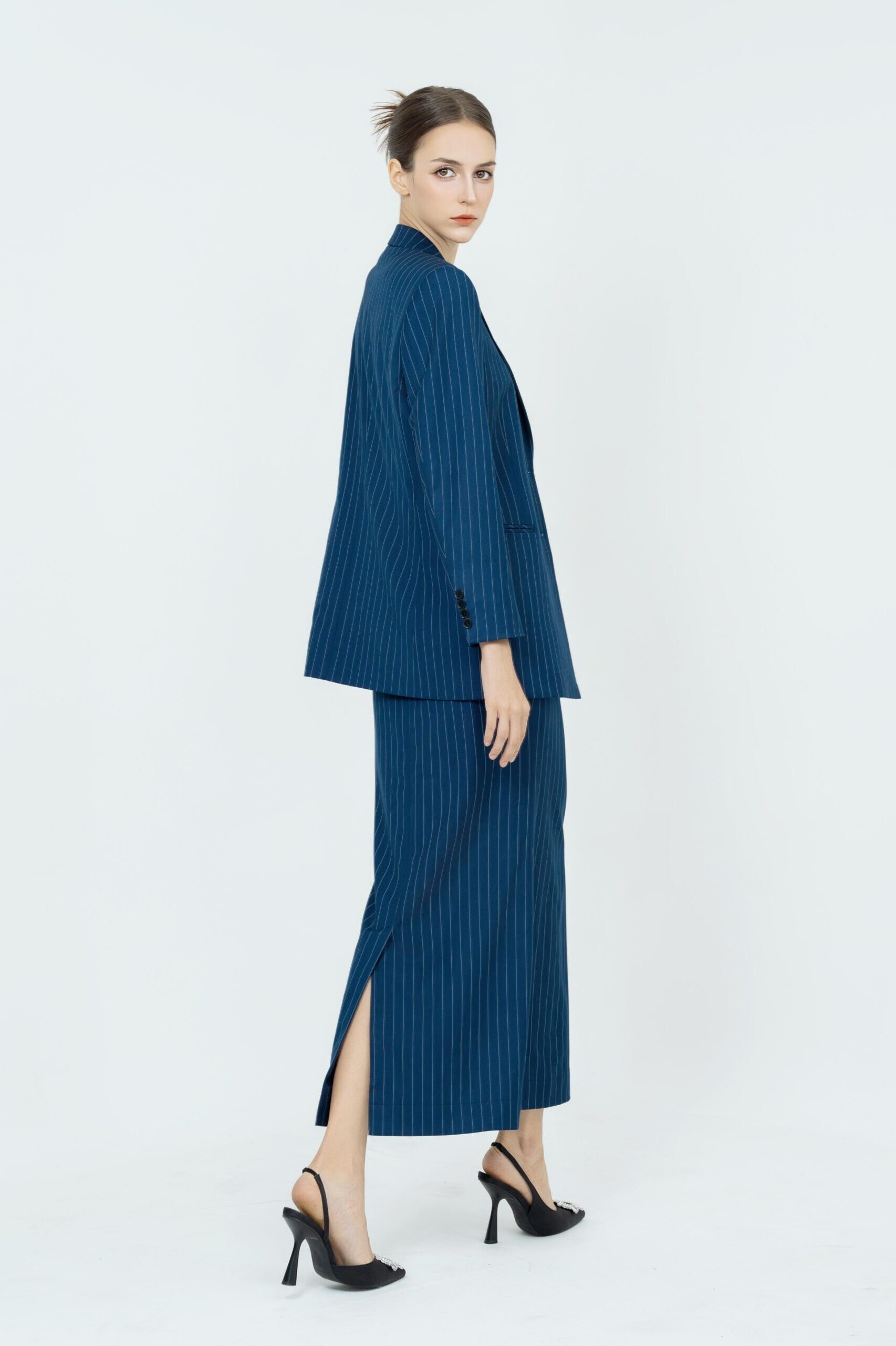 Naomi Two-Button Stripe Blazer | Navy