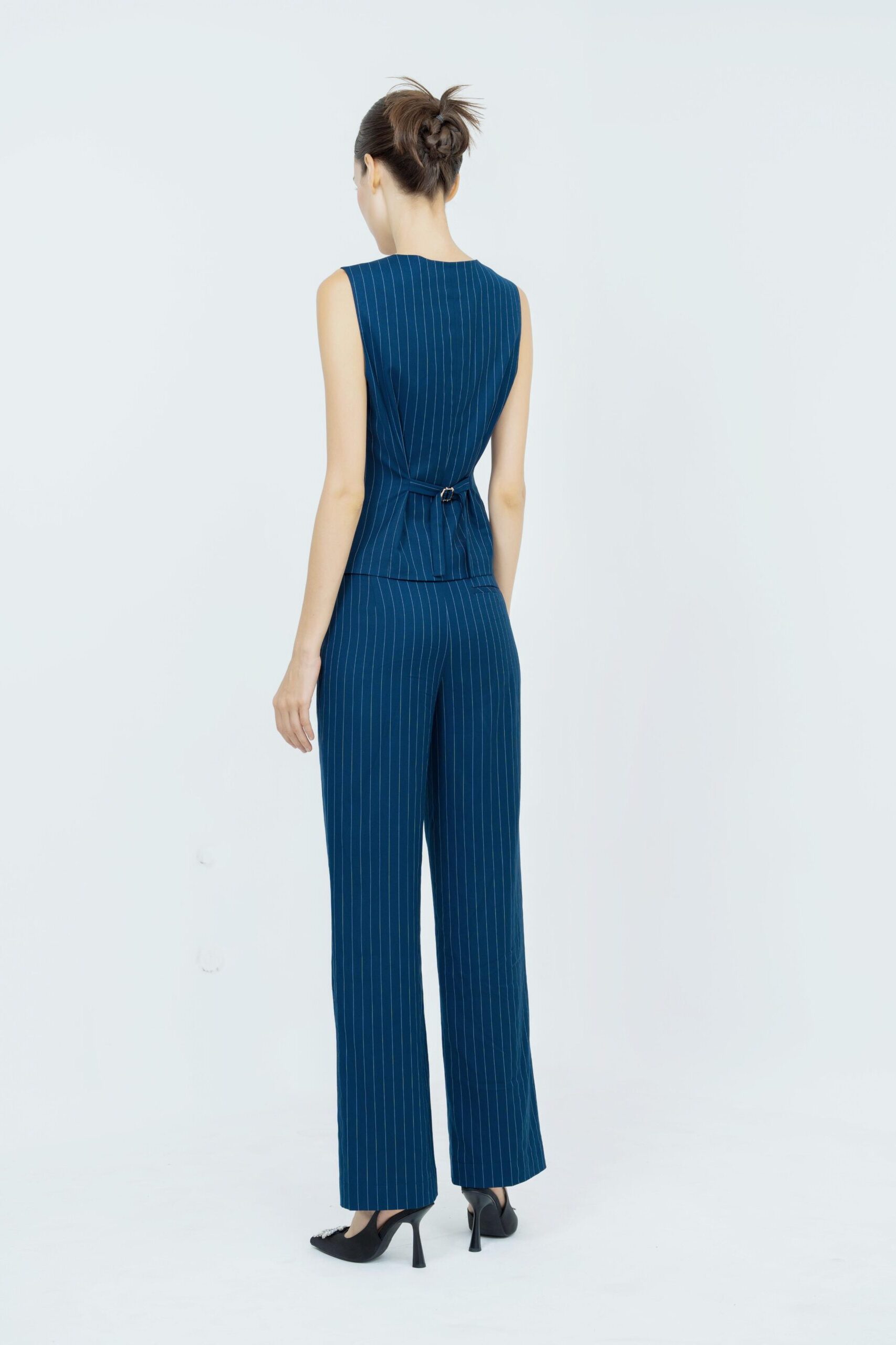Naomi Pinstripe Waistcoat | Navy