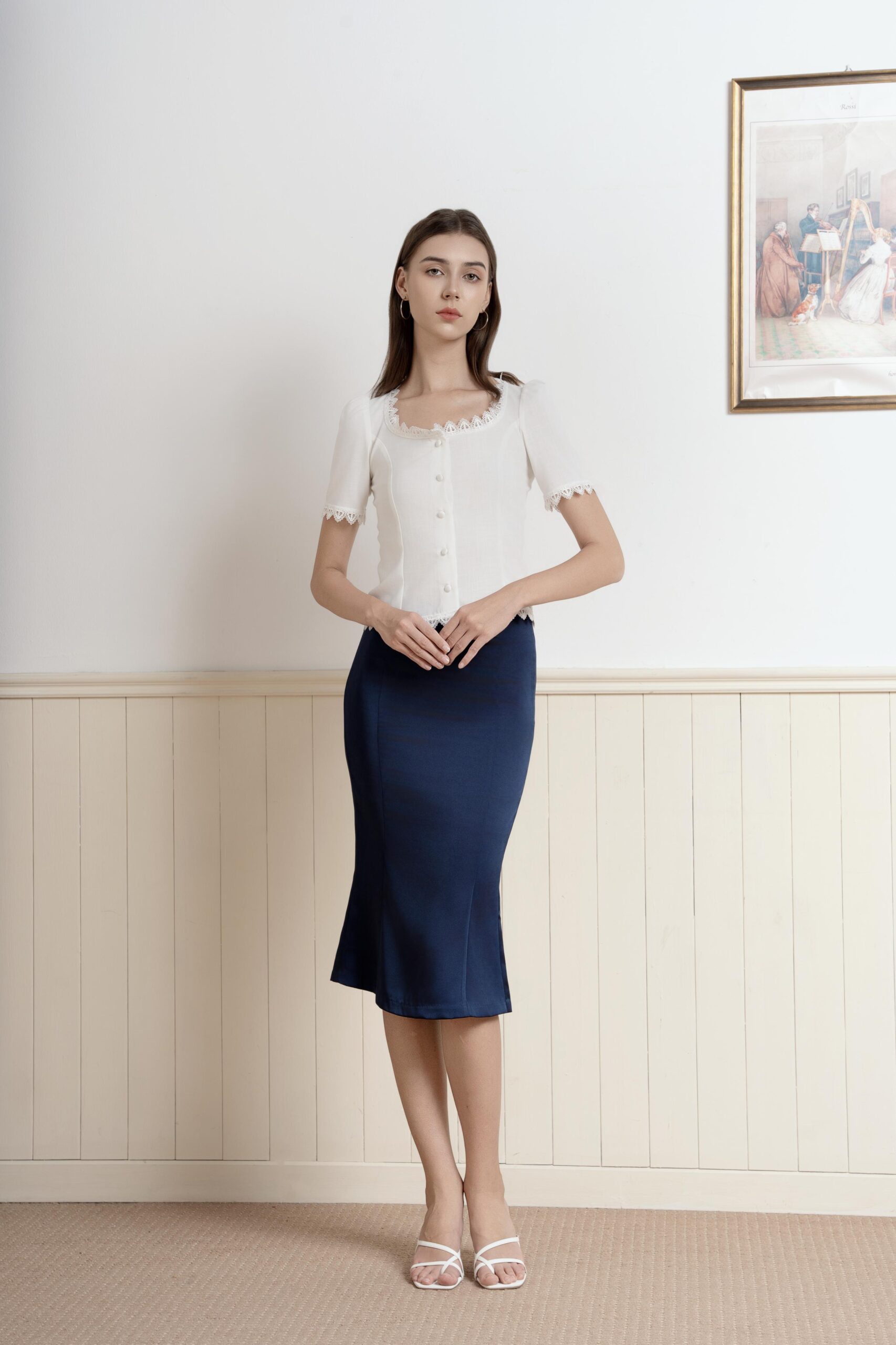 Dreamy Mermaid Satin Skirt | Navy