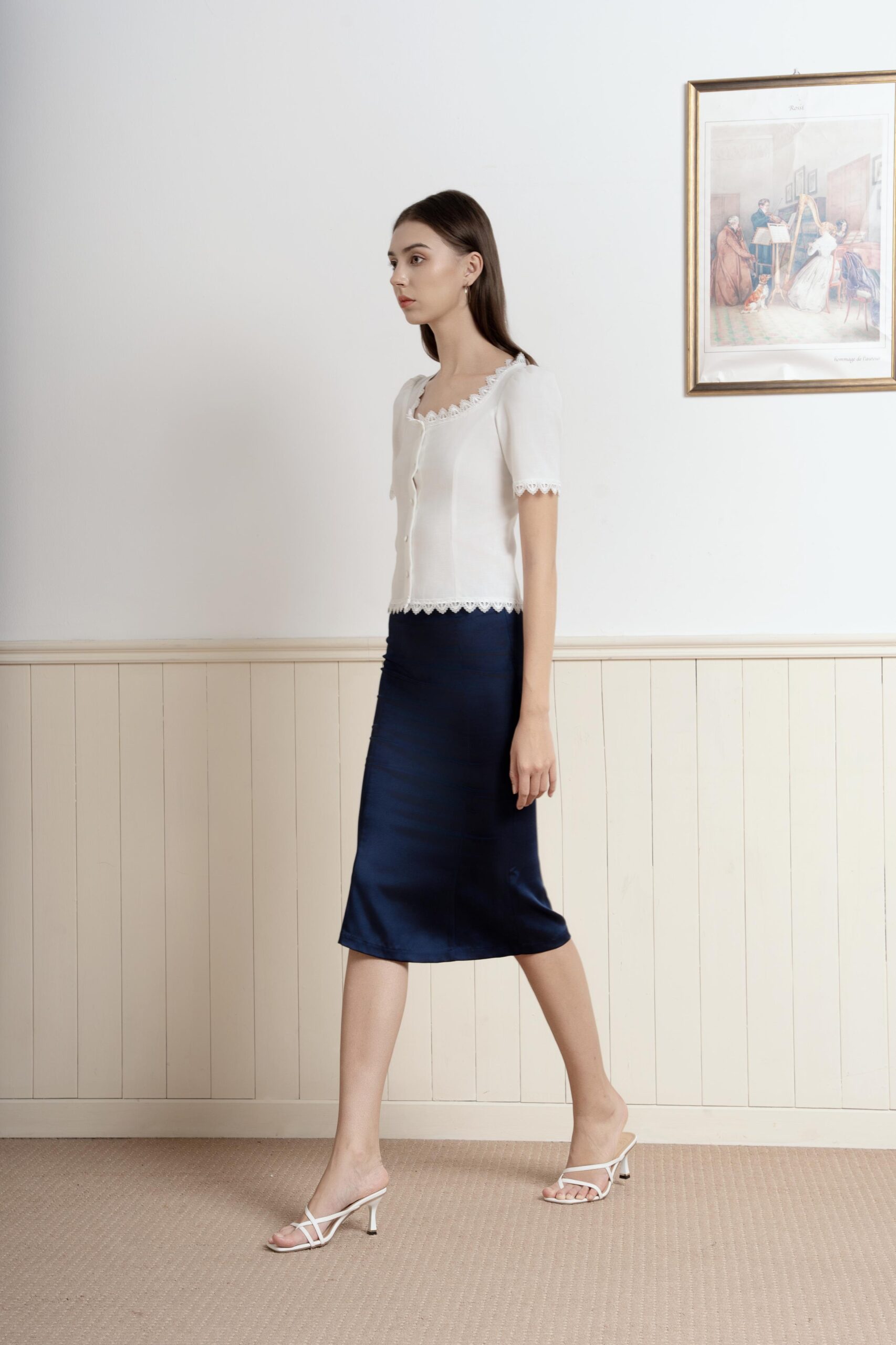 Dreamy Mermaid Satin Skirt | Navy
