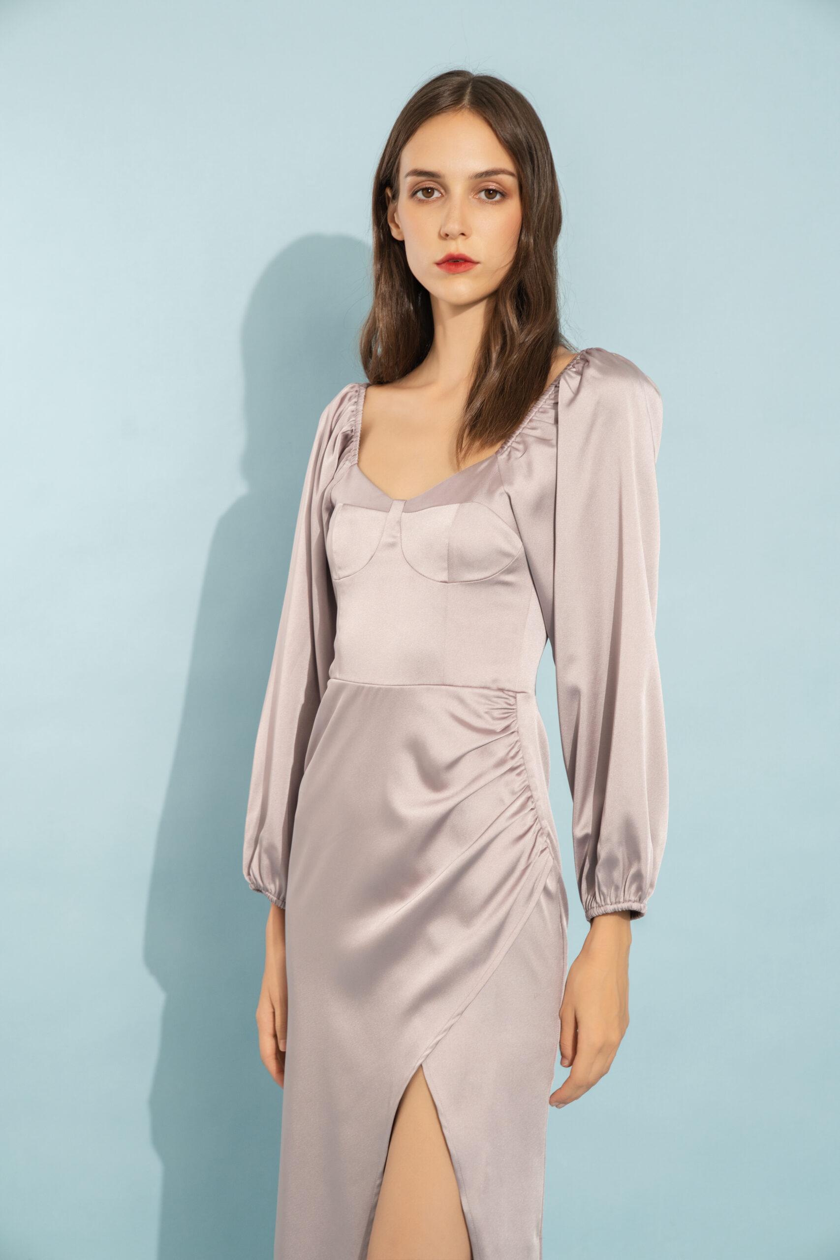 Date night silk dress (Ash purple)