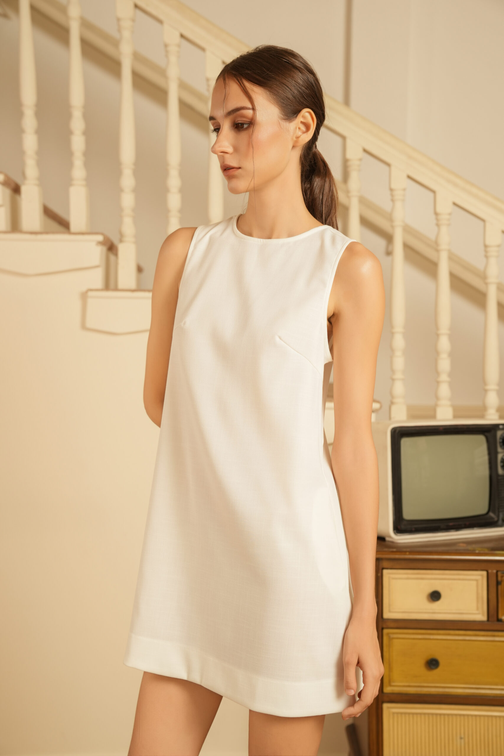 A-form Linen Dress | Ivory