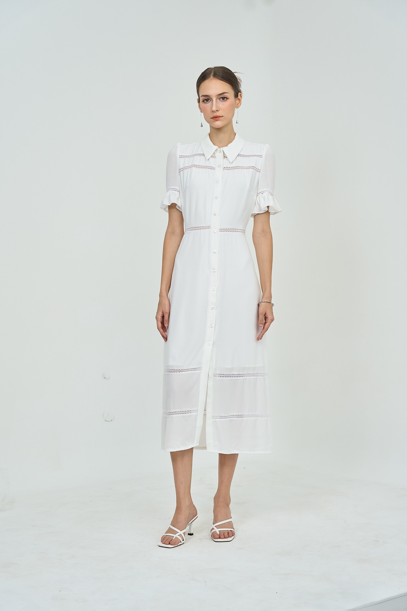Long Button Lace Dress