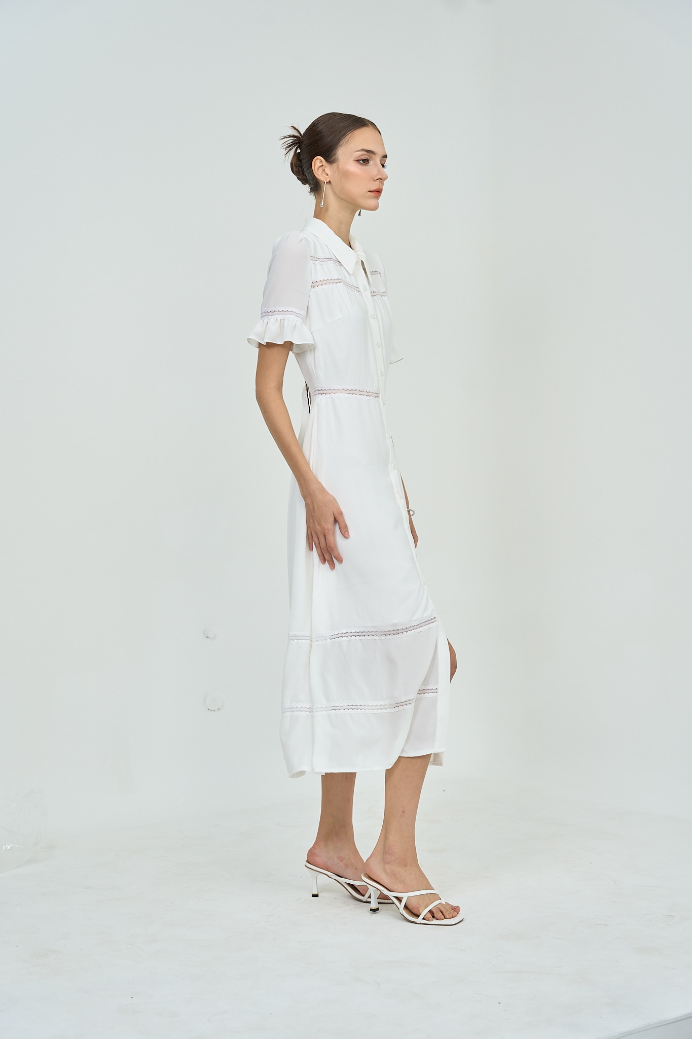 Long Button Lace Dress