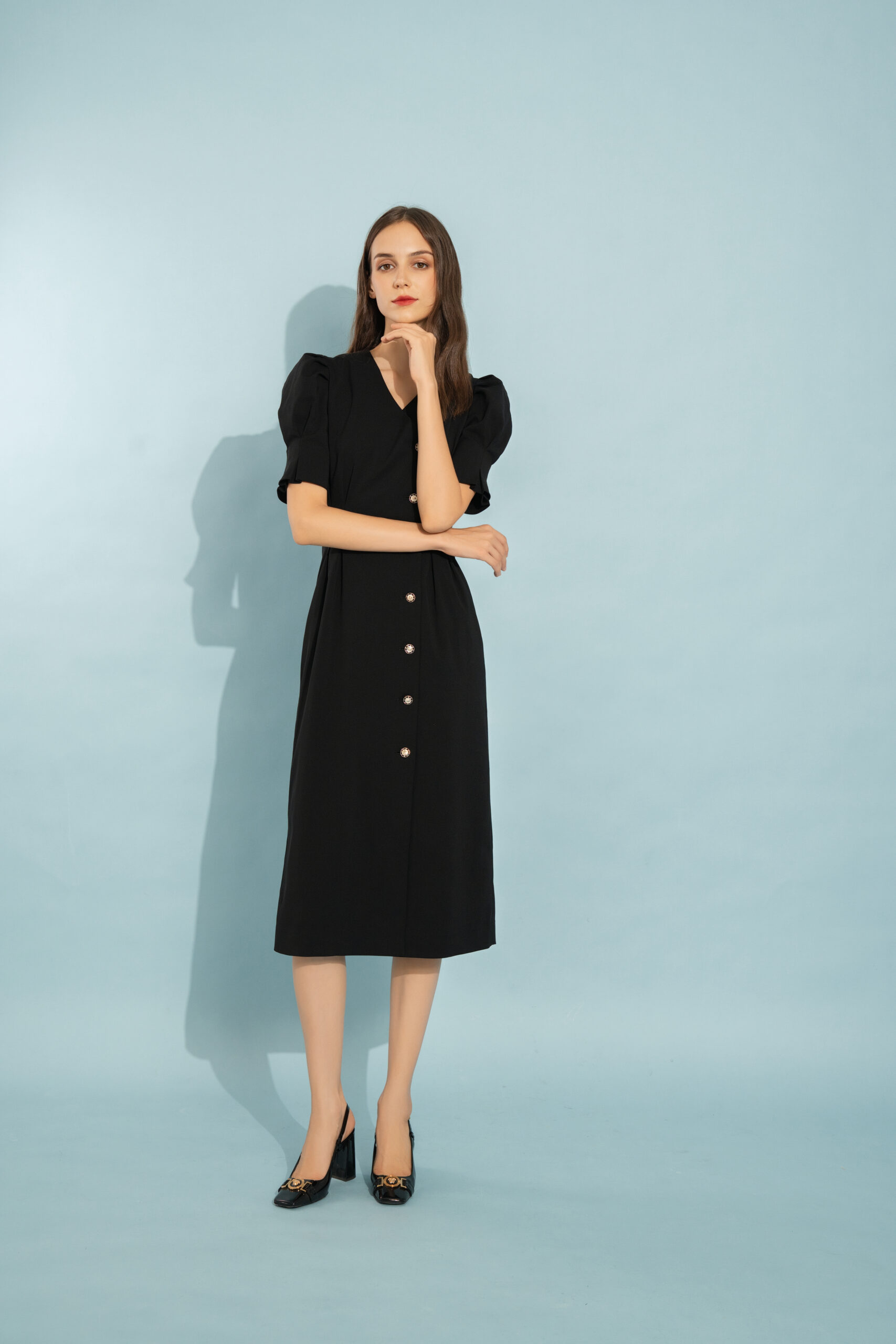 Catherine Midi Dress | Black