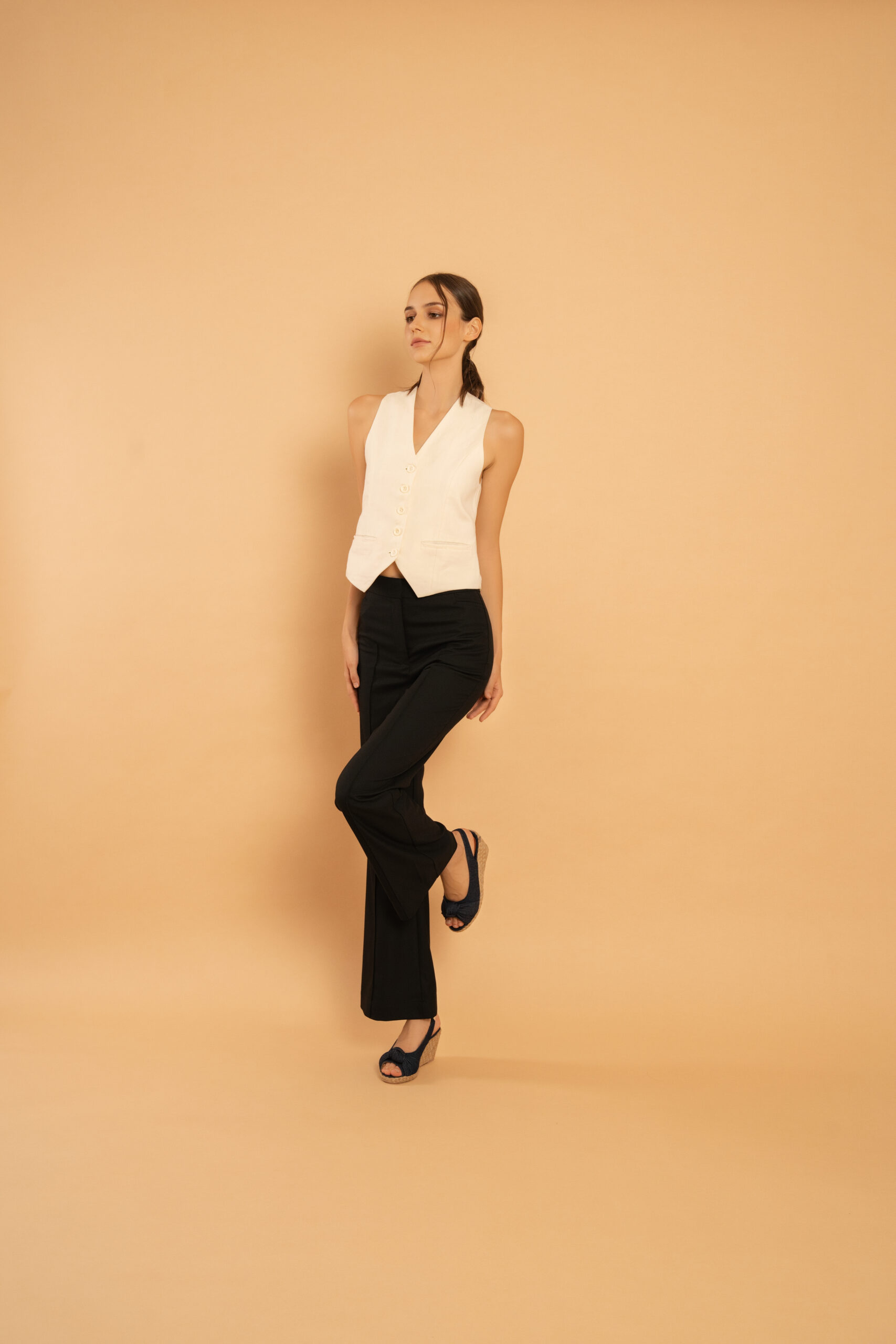 Central Seam Flared Trousers