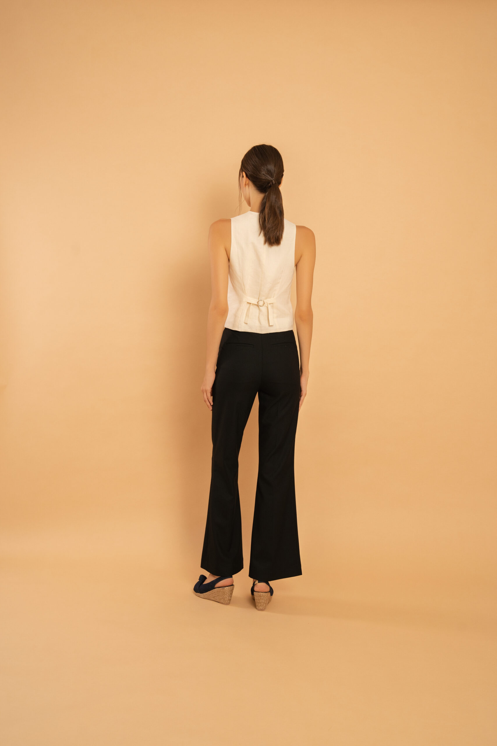 Central Seam Flared Trousers