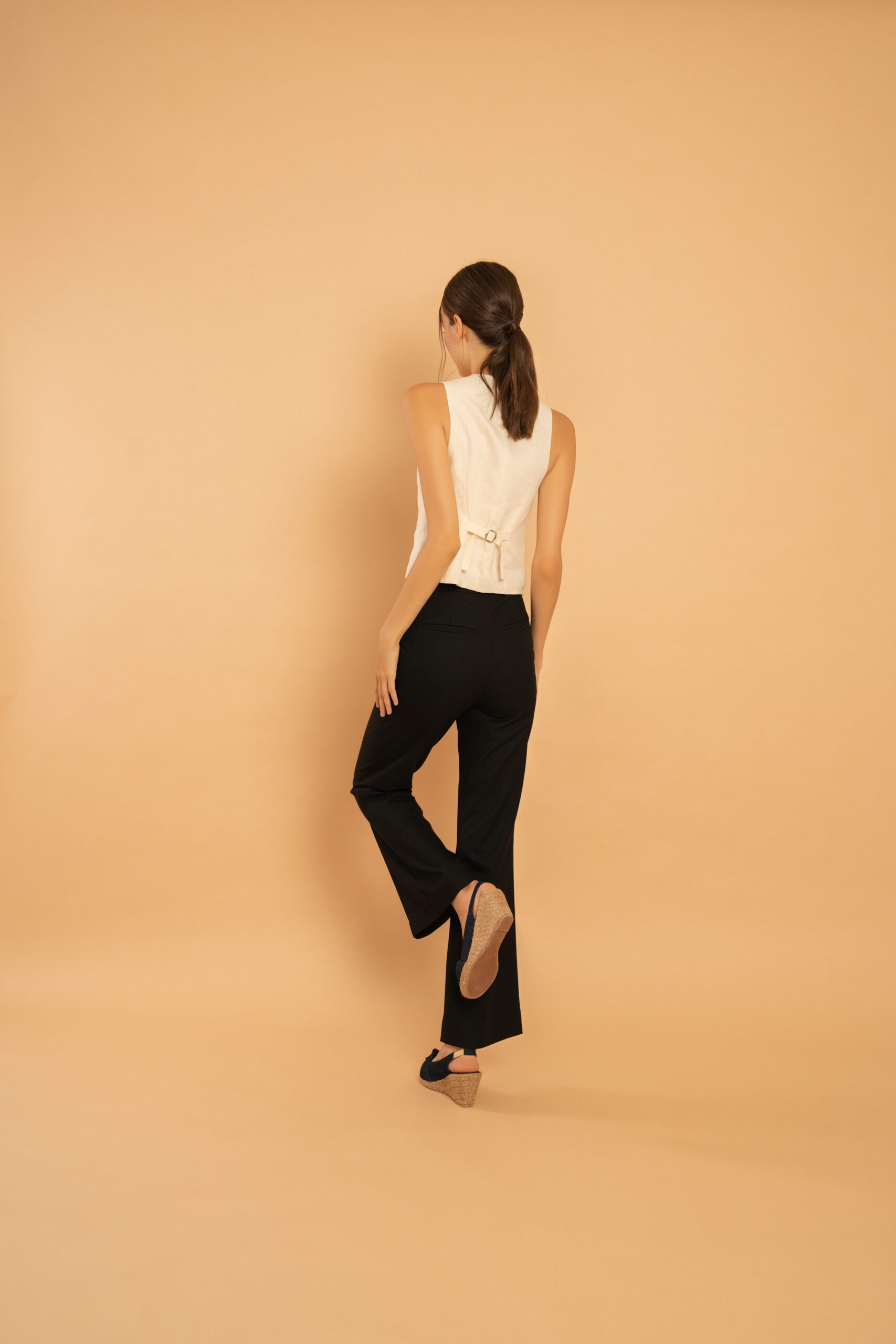 Central Seam Flared Trousers