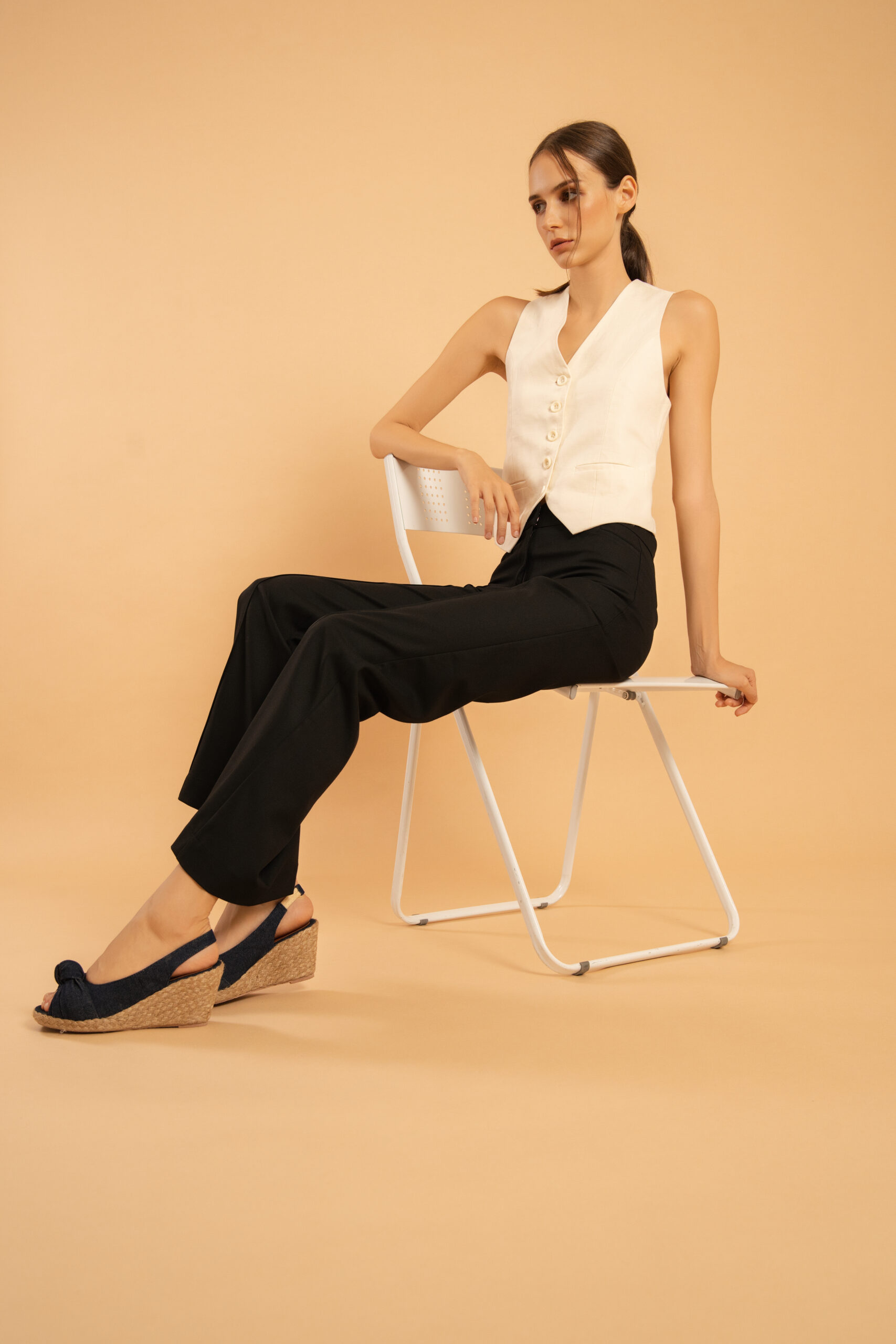 Central Seam Flared Trousers