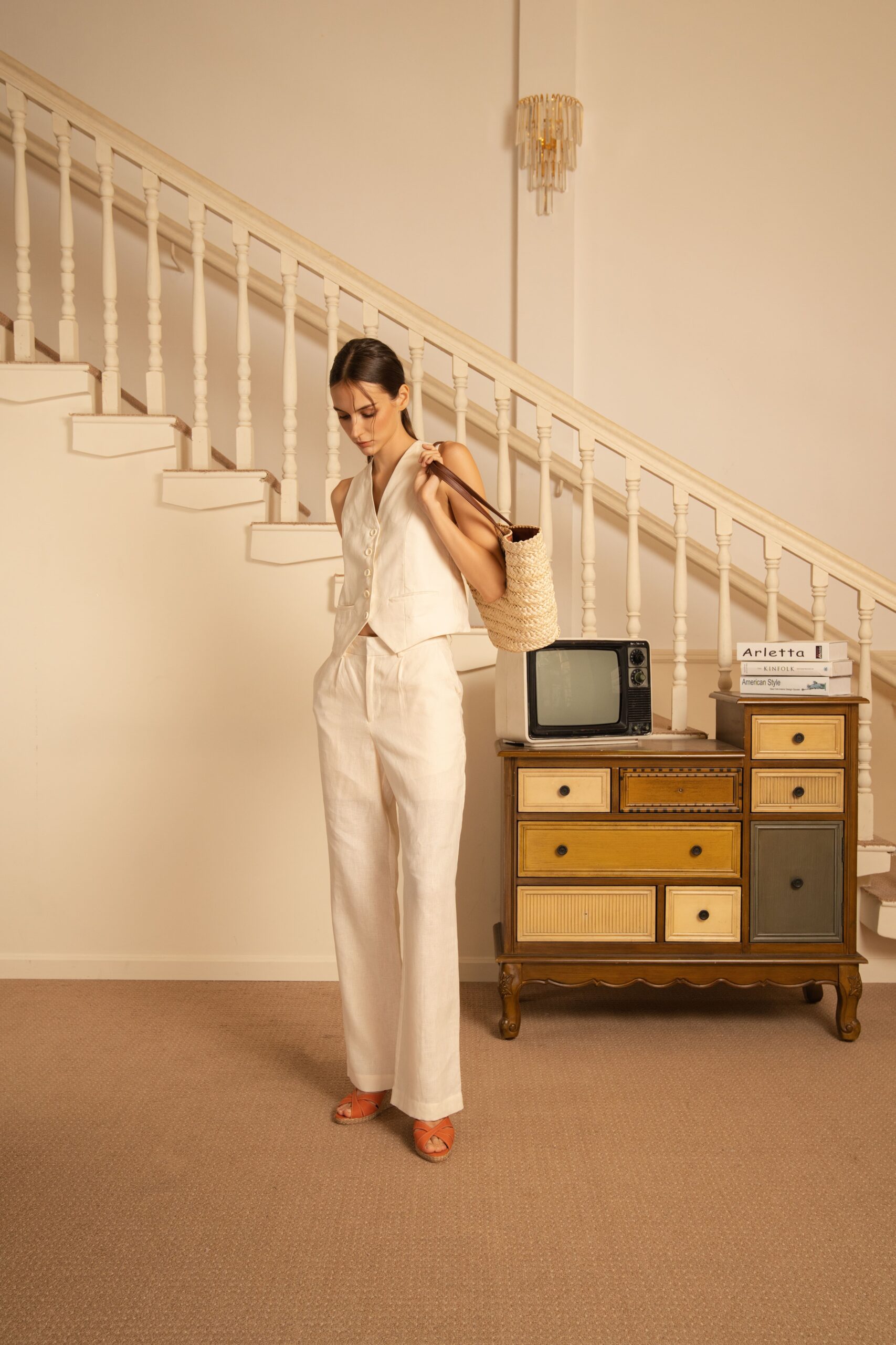 Naomi Premium Linen Trousers | Cream