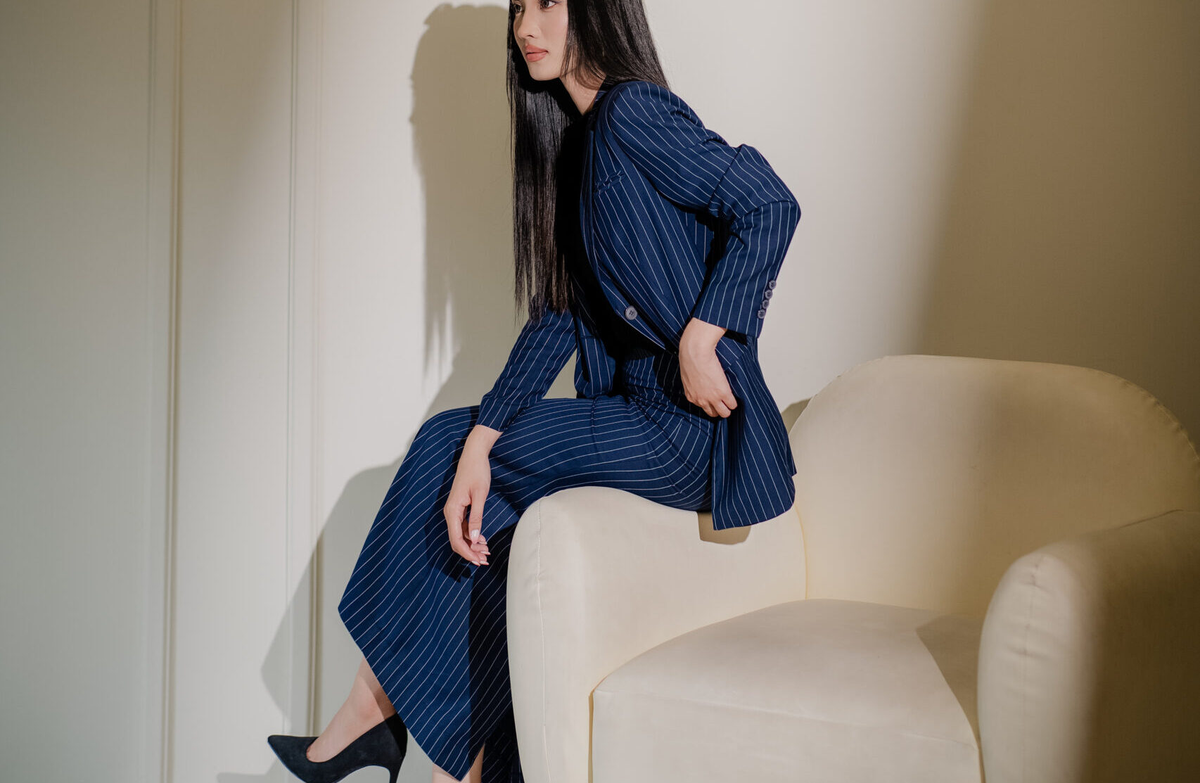 Naomi Pinstripe Suit Set Lookbook