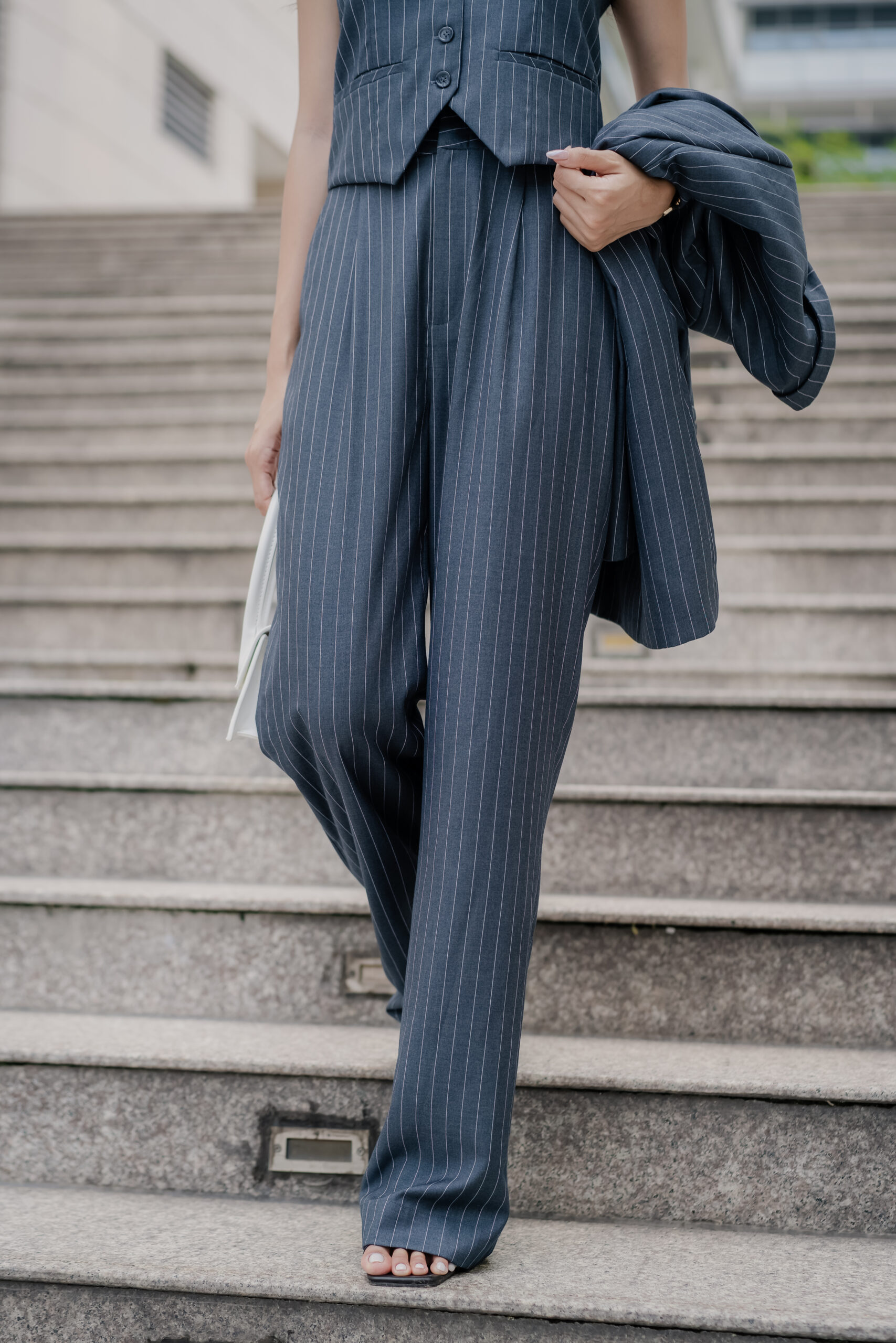 Naomi Pinstripe Trousers | Gray