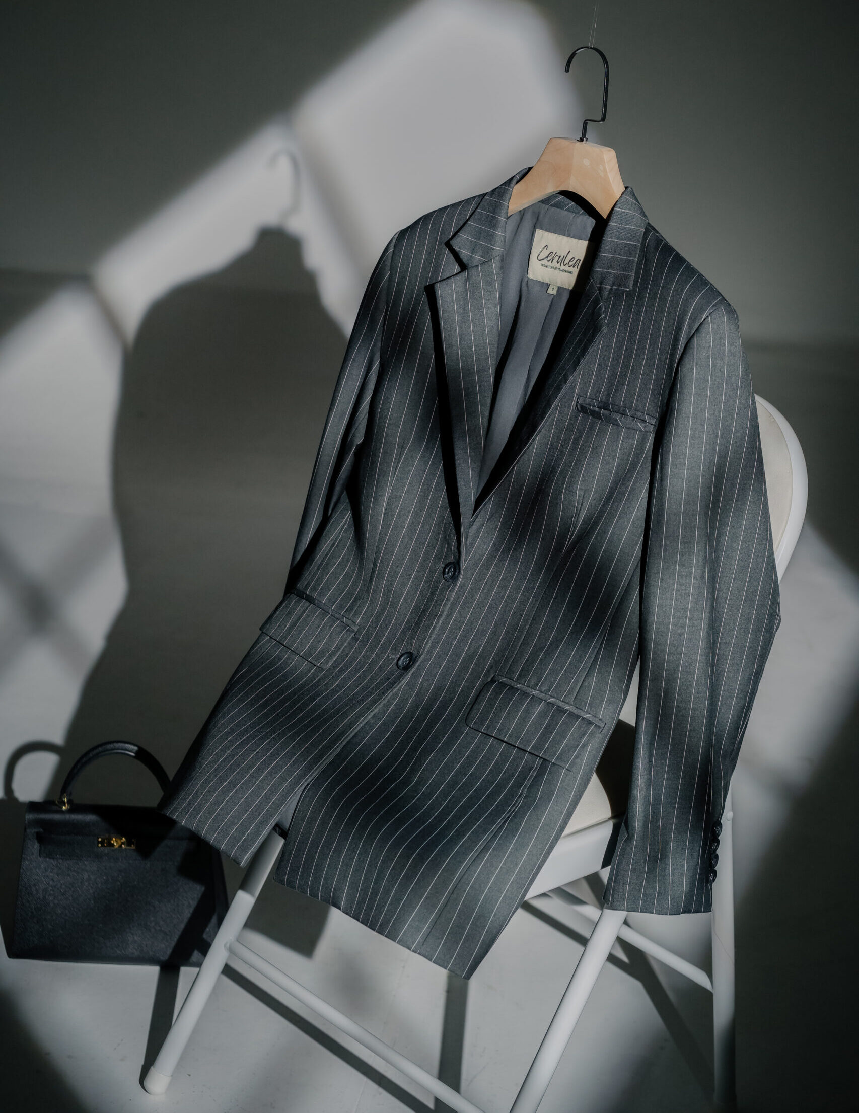 Naomi Two-Button Pinstripe Blazer | Dark Gray