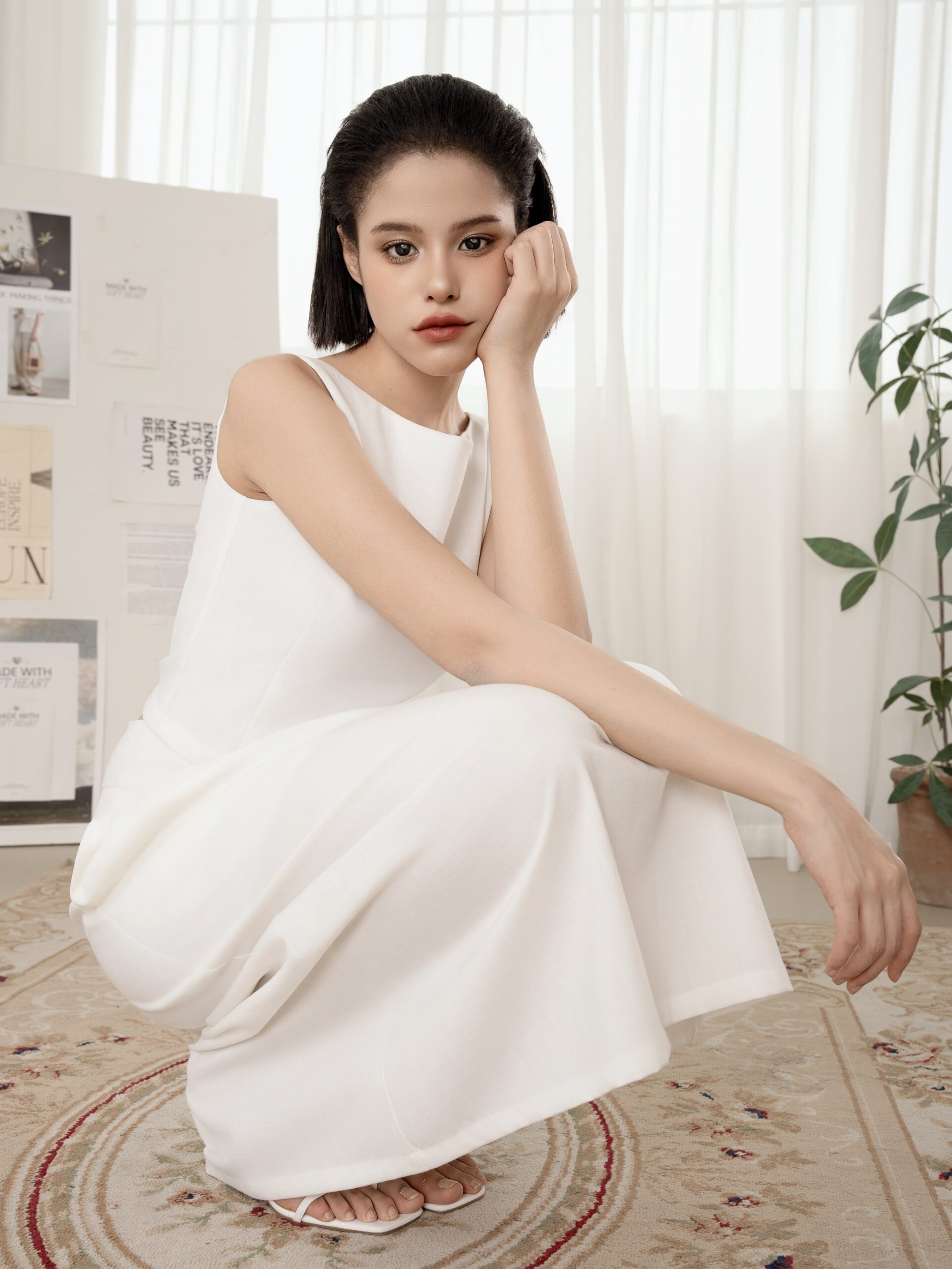 Linen Midi Skirt | Ivory