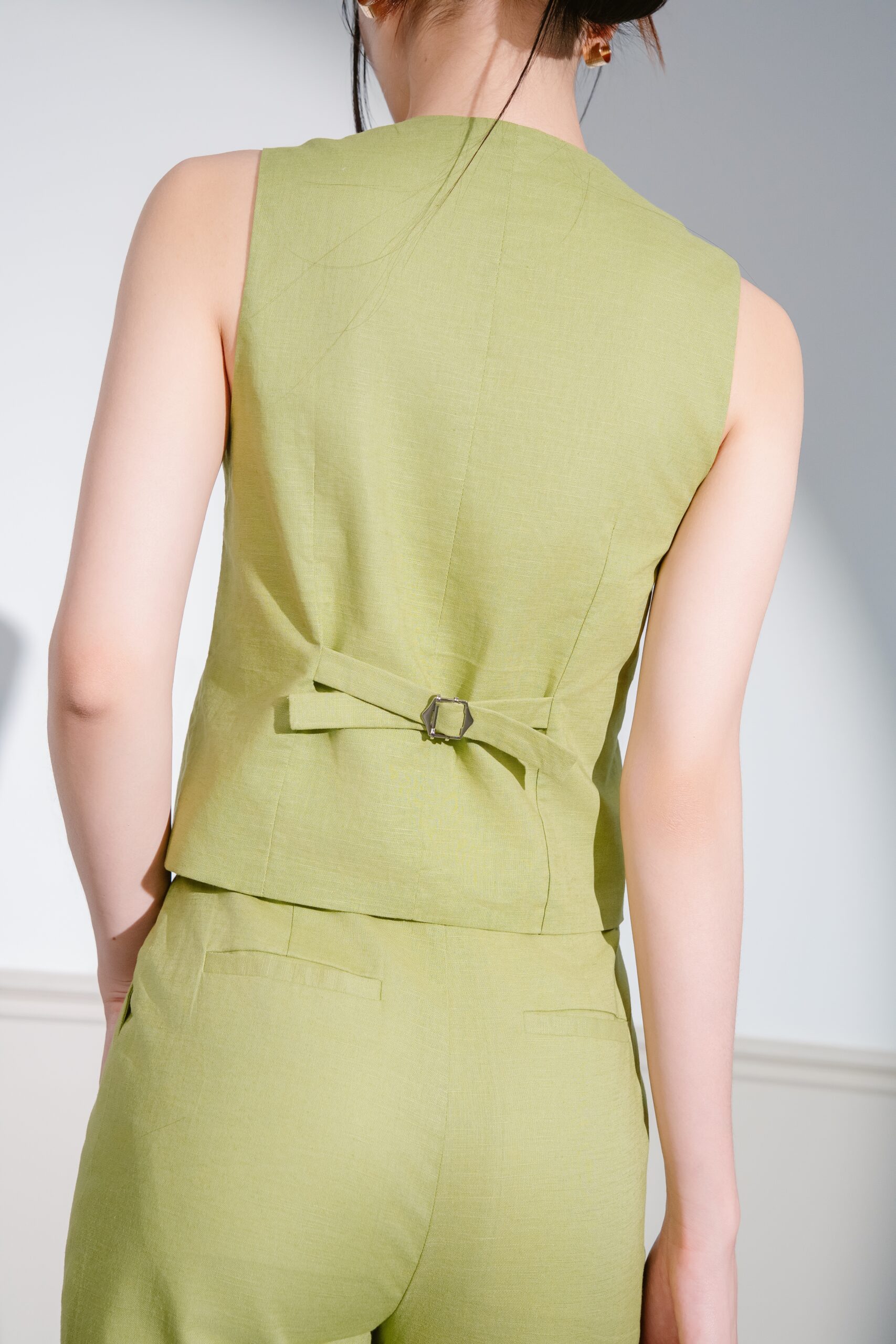 Naomi Linen Waistcoat | Avocado